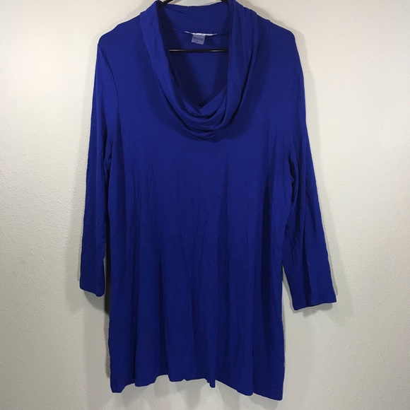 Peter Nygard Tops - Blue cowlneck 3/4 sleeve tunic blouse oversized